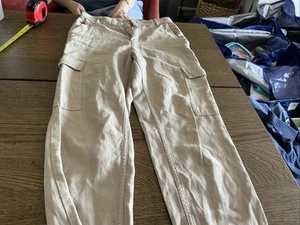 Zara Cargo Jogger Pants Womens XS Beige Linen Blend Breathe Moisture ProDry Tech - Picture 1 of 16