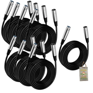 Microphone XLR Cables 20Ft FAT TOAD 8 Lot - Pro Audio Studio Mic Cord Wire 24AWG - Picture 1 of 13
