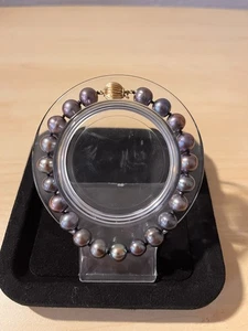 7.5" Tahitian Pearl Beaded 14K Yellow Gold Ball Clasp Hand Knotted Bracelet - Picture 1 of 15
