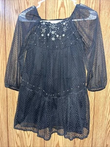Zara Girls Beaded Tulle Dress Size 8 Black - Picture 1 of 5