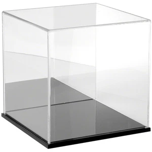 Plymor Acrylic Display Case with Black Base (Mirror Back), 10" x 10" x 10" - Picture 1 of 1