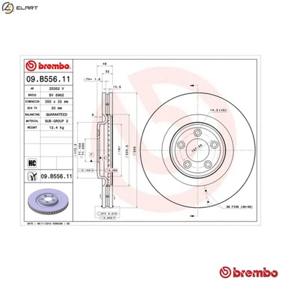 2x BRAKE DISC 09.B556.11 FOR JAGUAR PT204 2.0L 204PT 2.0L 4cyl306DT/AJV6D 3.0L - Image 1 of 4