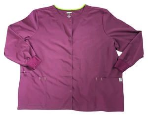 Scrubstar Ethical Fabric Snap-Front Warm-Up Scrub Jacket, Sweet Sangria Size 3XL - Picture 1 of 6
