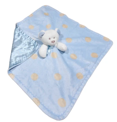 Mantas y Beyond Lovey Seguridad Peluche Oso Hacer Satinado Marrón Azul Blanco Tostado Foto 1 de 2