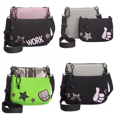 NEW $75 Ideology 2-in-1 Crossbody Bag Grey Black Lime Pink Handbag Pouch - Image 1 of 4