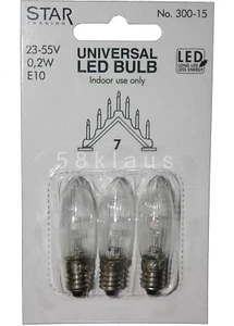 3x Universal LED E10 Topkerze Lichterbogen Schwibbbogen Lichterkette Weihnachten - Bild 1 von 6