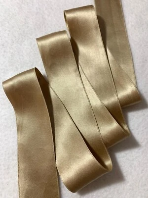Latte Brown 100% Pure Silk Double Faced Satin Ribbon - 36mm/1.5" Made in Japan - Image 1 of 3
