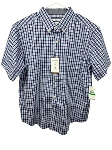 Men's Haggar Short Sleeve Button Down Easy Care Shirt Blueprint Size Large NEW! - Picture 1 of 5