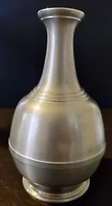Vaso da fiore gemma 7" marcato GN Brasile piedistallo peltro inciso collo lungo - Foto 1 di 8