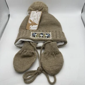 Aardvark Hat Beanie Toque Beige Wool Penguin Cap Winter Kids Baby Youth Mitts - Bild 1 von 8