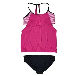 Nike Tankini 2 Piezas Conjunto de Natación Negro Rosa Para Mujer Grandes Capas Rayas Deporte Nuevo Sin Etiquetas - Imagen 1 de 7