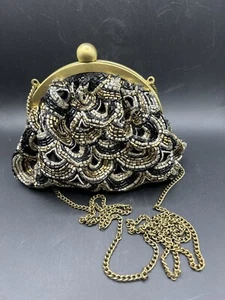 Chico’s elegante Perlen Abendtasche Kettenriemen Clutch Handtasche Hochzeit Cocktail - Bild 1 von 12