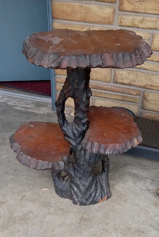 Mid Century Live Edge Wood Side Table Plant Stand Cover