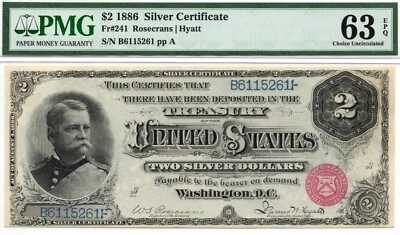 1886 $2 Silver Certificate "Hancock Deuce" Fr. 241 -PMG 63 EPQ! Simply Stunning! - Image 1 of 4