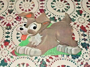 VTG DENNISON DISNEY SCAMP LEFT CARDBOARD DECORATION DIECUT NOS MINT LADY & TRAMP - Picture 1 of 2