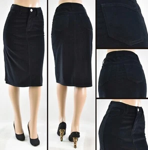Women 26" midi Skirt non stretch velvet A-line holiday Velvet black #SG-79106 - Picture 1 of 1