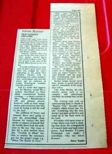 Alexis Korner Vintage ORIGINAL 1978 NME London GIG REVIEW ARTICLE Blues - Foto 1 di 3