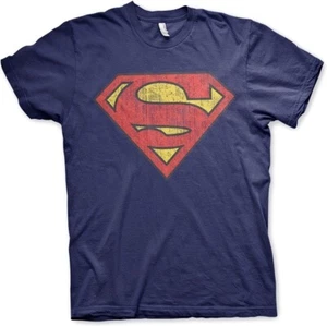 Superman Washed Shield T-Shirt Navy - Picture 1 of 2