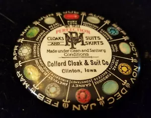 Clinton IOWA c1890 ADVERTISING SOUVENIR MIRROR Collord Cloak & Suit Co. CLOTHES - Picture 1 of 2