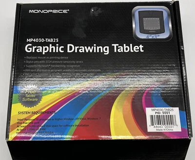 Monoprice 4" x 3" USB Graphic Drawing Tablet with Stylus Pen MP4030-TAB25 - Image 1 of 3