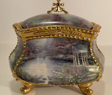 Thomas Kinkade Musical Ceramic Satin Painted Scenic Art Jewelry/Trinket Box
