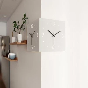 Double Sided Corner Wall Clock Metal Corner Clock for Living Room Kitchen - Picture 1 of 7