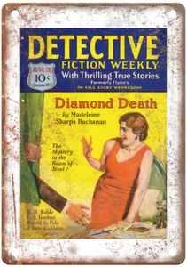1930 Pulp Cover Detective Fiction Weekly v51 n02 aspecto retro letrero de metal J1229 - Imagen 1 de 2