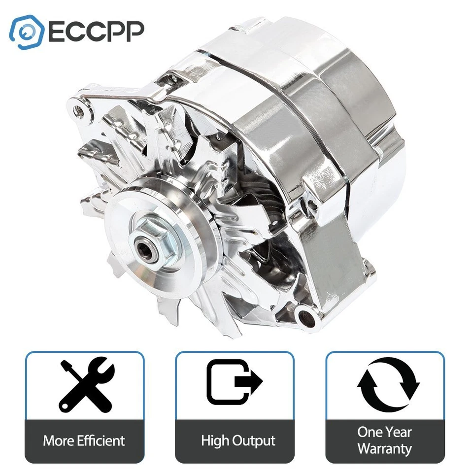 For Chrome BBC SBC Chevy GM Alternator 1 Wire Chevy 327-350-396-427-454 110Amp - Изображение 1 из 4