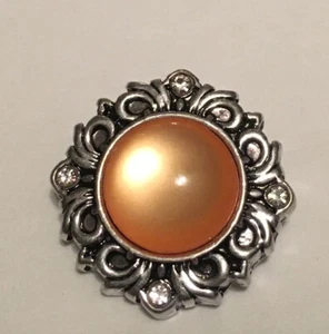 Silber Druckknopf Charm mit hellorangen glattem Stein 18mm - Bild 1 von 1
