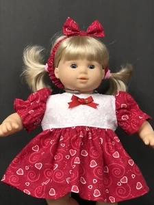 15 Zoll Puppenkleidung für kleine Puppen rotes Valentinstagskleid weißes Höschen Stirnband - Bild 1 von 3