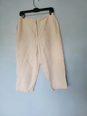 L.L.Bean Womens Linen Cropped Pants Size 12 Oatmeal - Image 1 of 4