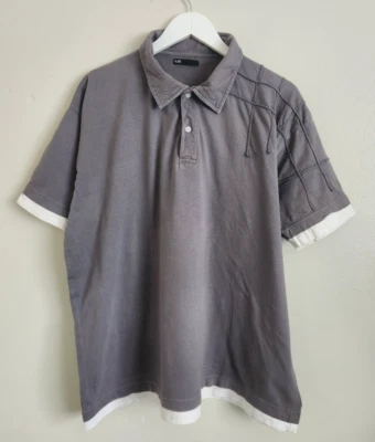 Ethel Austin Grey White Cotton Short Sleeved Collared Polo Shirt Top Size XL - Image 1 of 4