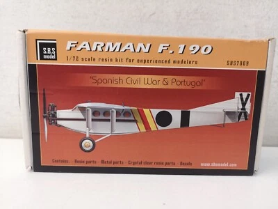 Farman F.190 F 190 Spanish Civil War Portugal Resina SBS sbs7009  1/72 Y2-T43 - Immagine 1 di 4