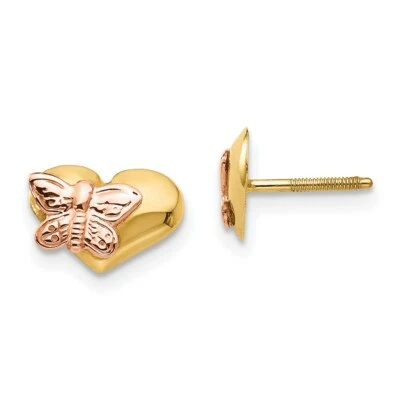 Madi K Kid's  Earrings 14k  Polished Rhodium Butterfly Heart, 0.32 gram - Image 1 of 3