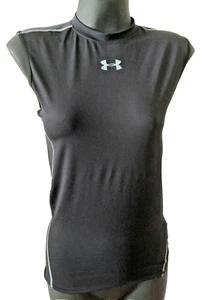 UNDER ARMOUR HEATGEAR Compression Women Sleeveless Crew Neck Logo Top Black M/MD - Picture 1 of 7