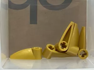 LEGO Parts - Pearl Gold Bionicle 1 x 3 Tooth with Axle Hole - No x346 - QTY 5 - Picture 1 of 1