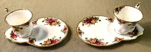 Vintage Royal Albert Old Country Roses "Tennis Set" Plates WITH TEACUPS - Picture 1 of 3