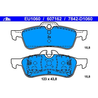 Juego de pastillas de freno de disco trasero Mini Cooper ATE 607162 34216762871 Foto 1 de 2