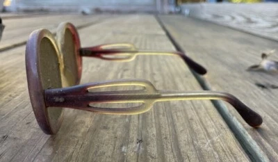 DIOR vintage? Gafas de sol años 60 retro de gran tamaño dos tonos rojo limón ámbar Foto 1 de 4