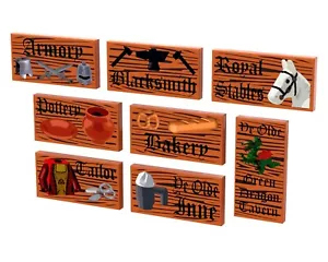 Maßgeschneiderter UV-Druck auf LEGO Fliesen - mittelalterliches Handwerk/Gilde Schild Pack (Medium Nougat) - Bild 1 von 2