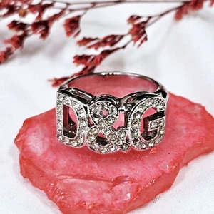 Bague Vintage Dolce Gabbana Métal Rhodié Strass Taille 57 - Foto 1 di 14