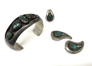 Vintage Native American Bracelet , Earring and Ring Suite - Picture 1 of 8