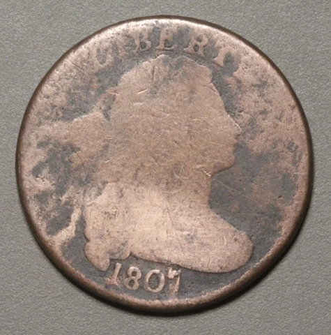1807 DRAPED BUST Large Cent S-274 *G/VG* Small Fraction Cover