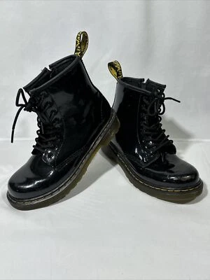 Botas de combate negras con cordones de cuero Air Wait Paten talla 2 Youth-Dr. Martens para niños Foto 1 de 4