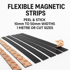 Self Adhesive Magnetic Tape Strips Flexible Rubber 10mm–50mm Wide – Cut Sizes - Picture 1 of 8
