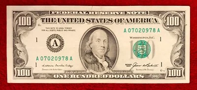 VINTAGE RARE NO SECURITY STRIP CRISP $100 AU-NOTE  US SERIES 1985 A BAKER/ORTEGA - Image 1 of 2