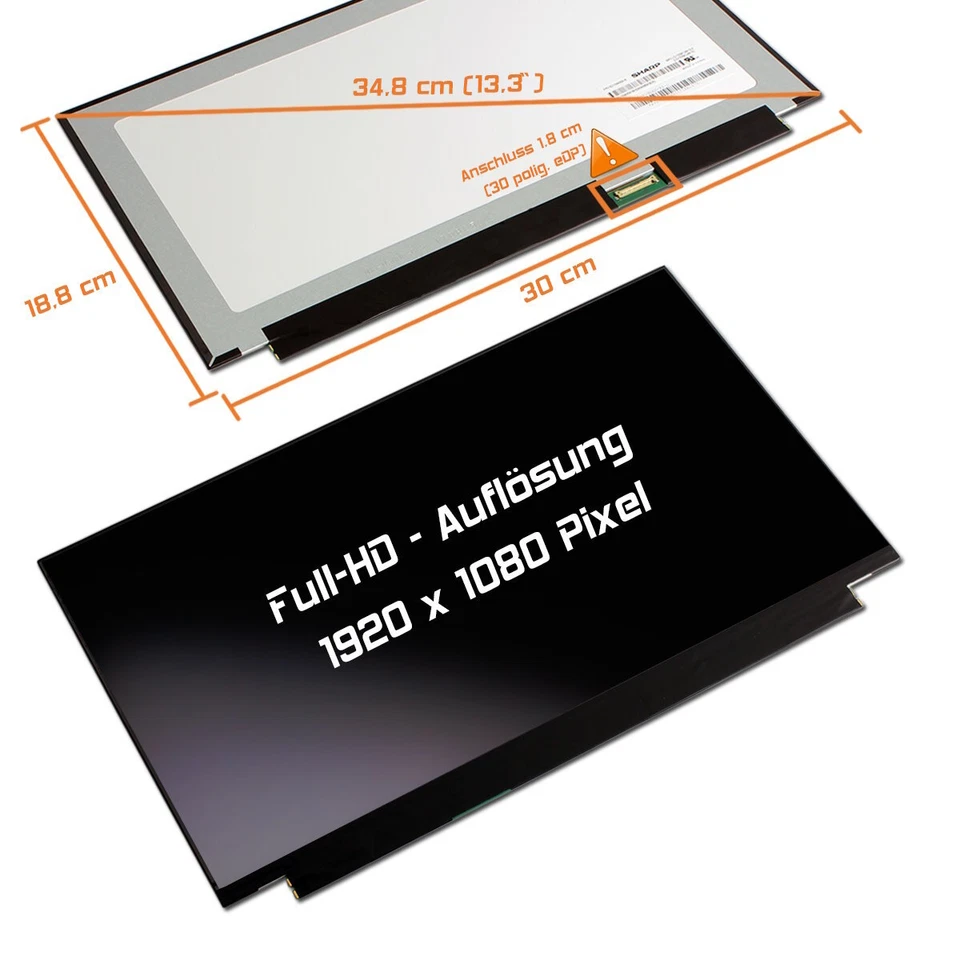 13,3" LED Display matt passend für IVO M133NWF4 R3 Full-HD 1920x1080 - Bild 1 von 1