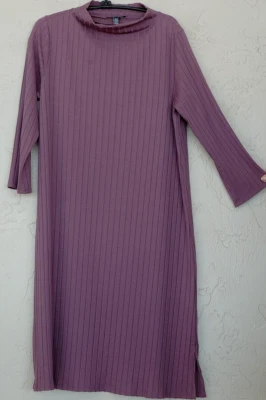 Eileen Fisher Sz SP Purple Mauve Knit Straight Sheath Midi Dress 6 8 10 - Image 1 of 4