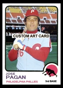Jose Pagan Philadelphia Phillies 1973 Custom Made Baseball Art Card - Picture 1 of 2