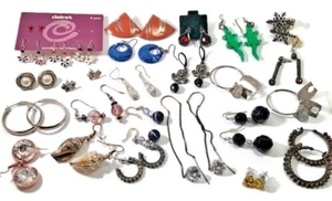 EARRINGS LOT 25 PAIR for pierced ears ALLIGATOR shells CRYSTAL snowflakes HOOPS+ - Picture 1 of 12